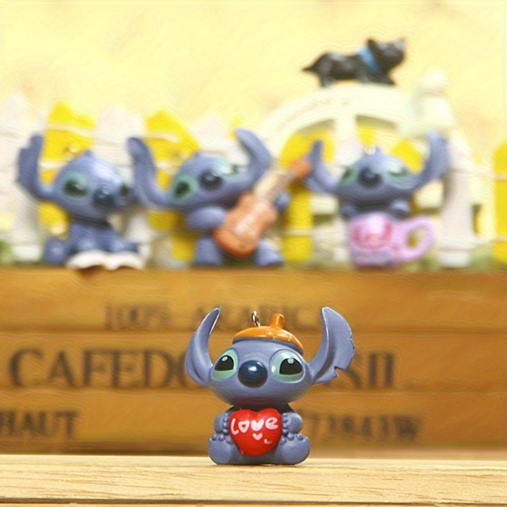 4pcs Disney Stitch Cartoon Fairy Tale Statue Set - Handmade Model, Very Suitable for Birthday Party, Car Decoration, Home Office Display and Holiday Gifts Christmas, Halloween, Thanksgiving, Easter