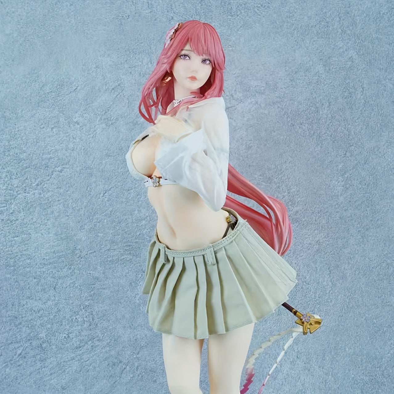 1pc Anime Girl Figure with Pink Long Hair, Crop Top & Pleated Skirt - High-Quality PVC Collectible, Black Sandals - Vibrant Desktop Decor, Perfect Gift for Anime Fans, Birthdays & Anniversaries, Collectible Figurine, Fashionable Design, Chic Outfit, Deta