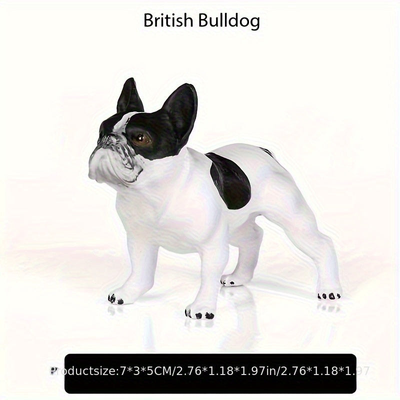 2.95inch long, trendy French Bulldog Tiger Head Dog Bull Terrier Black Puppy Super COOL latest youth trend decorative piece, fierce American Bully Pitbull short-haired dog resin statue model, a must-have for your stylish collection