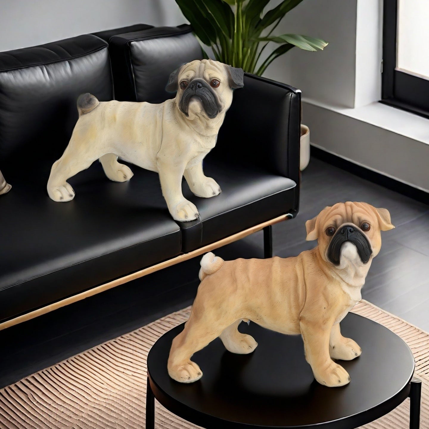 1pc Animal Sculpture, Simulated American Bulldog Statue, Office, Courtyard, Garden Decoration - Resin Sculpture, Cute Ornament, Home Living Room Bar Cafe Decor Ornament, Room Decor Tabletop Display Ornament