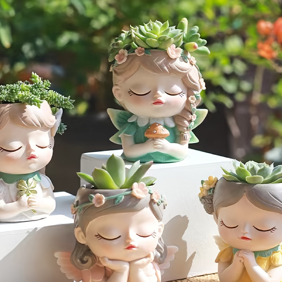 Charming Elf-Themed Resin Succulent Planter - Creative Desktop Garden Decor, Non-Waterproof Craft Pot for Home & Yard