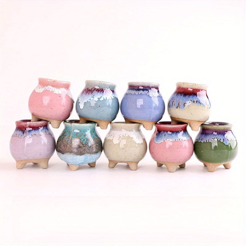 Succulent Planter with Drainage Hole - Mini Ceramic Flower Pots for Small Plants (2/ 3/ 4 Inch), Home Garden Decor Indoor Outdoor Use, Stoneware Thumb Pot - Perfect for Cactus, Air Plants