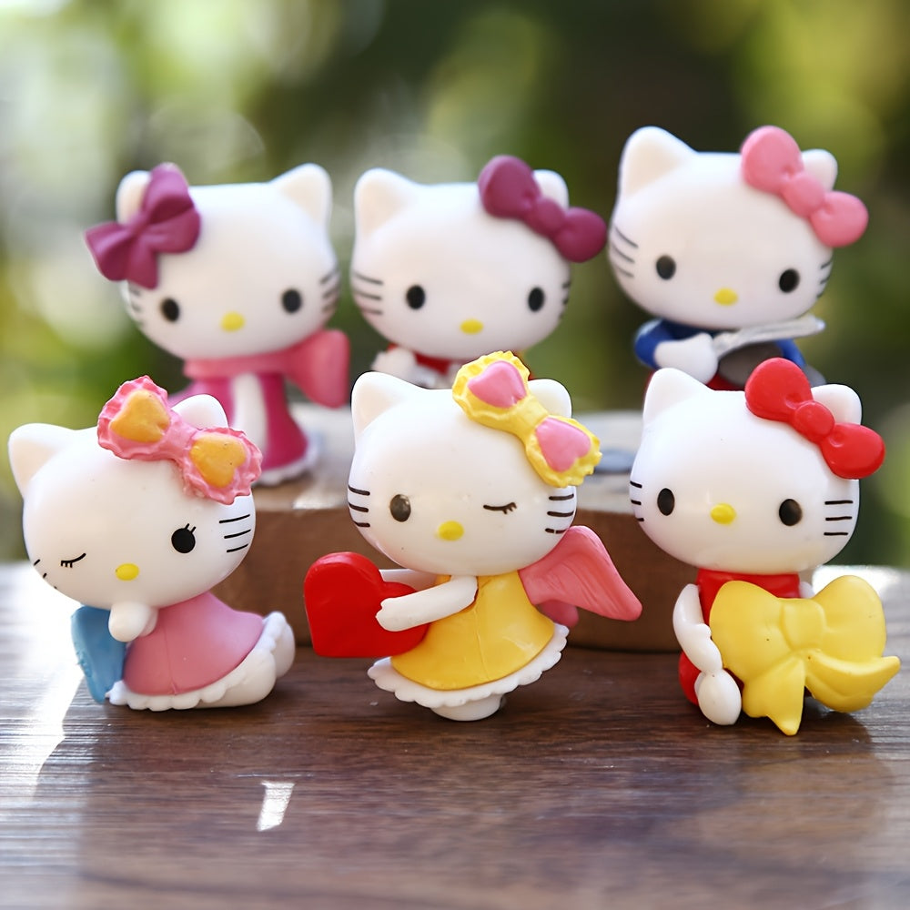 One Piece Or Six Pieces for Hello Kitty Themed Ornaments Made from PVC Material, Featuring a Distinctive Design. an Excellent Gift Option with High Playability, Perfect for Holiday Presents, Collections, And Decorations.