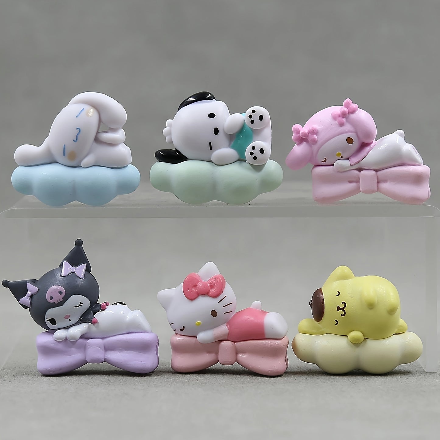 6pcs for kuromi And Friends Kawaii Figures Set | PVC Lying Posture Melody And Characters Dolls, Cute Decorative Ornaments