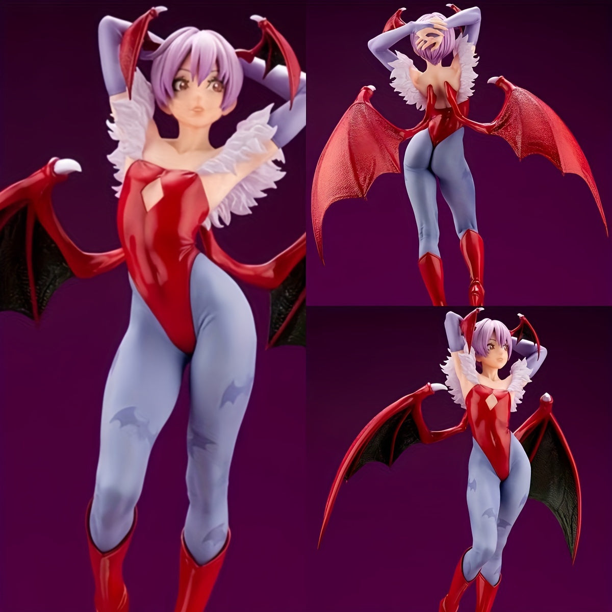 Limited Edition Red Vampire Anime Statue-Unique Collectible PVC Statue With Purple Hair And Bat Wings, Perfect For Halloween, Christmas Gifts, Anime Fans'Home Decoration And Car Accessories