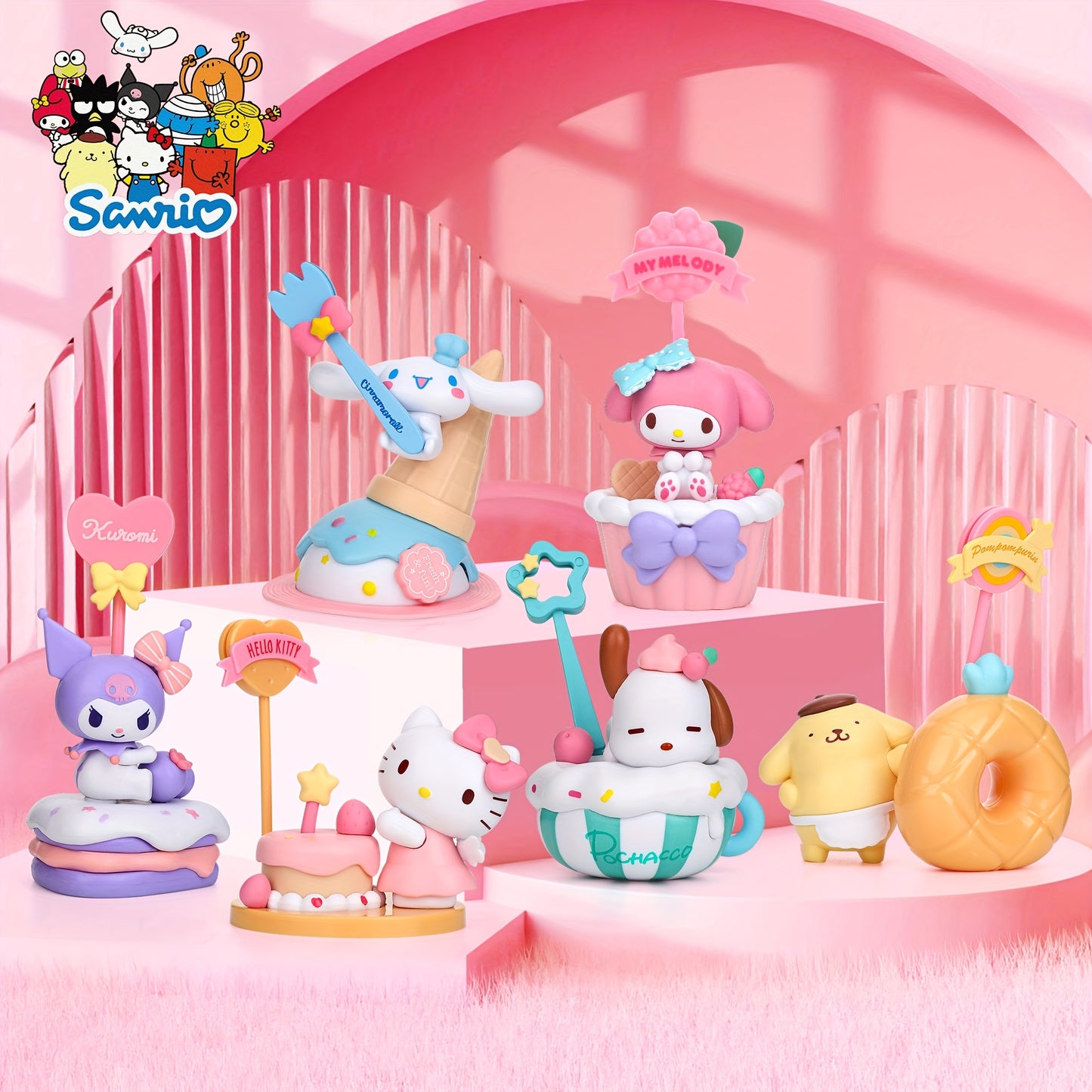 6pcs Sanrio Figure Set for hello kitty And Friends Anime Themed Figures Toy Set Decorative Room Ideal For Birthday Holiday Gifts