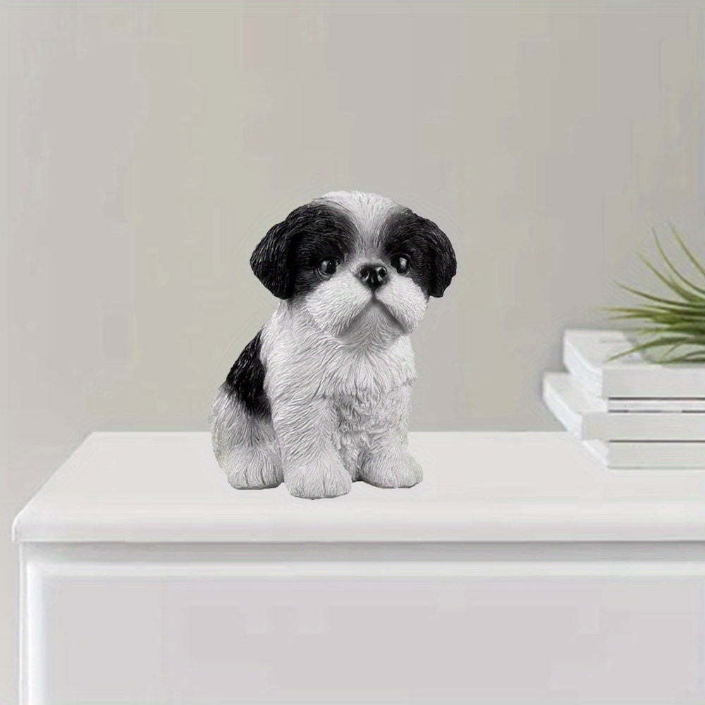 Charming Resin Puppy Sculpture - Hand-Painted Dog Figurine for Home & Office Decor, Perfect Gift for Dog Lovers, Available in Brown or Black, Interior Accessories, Creative, Simulation