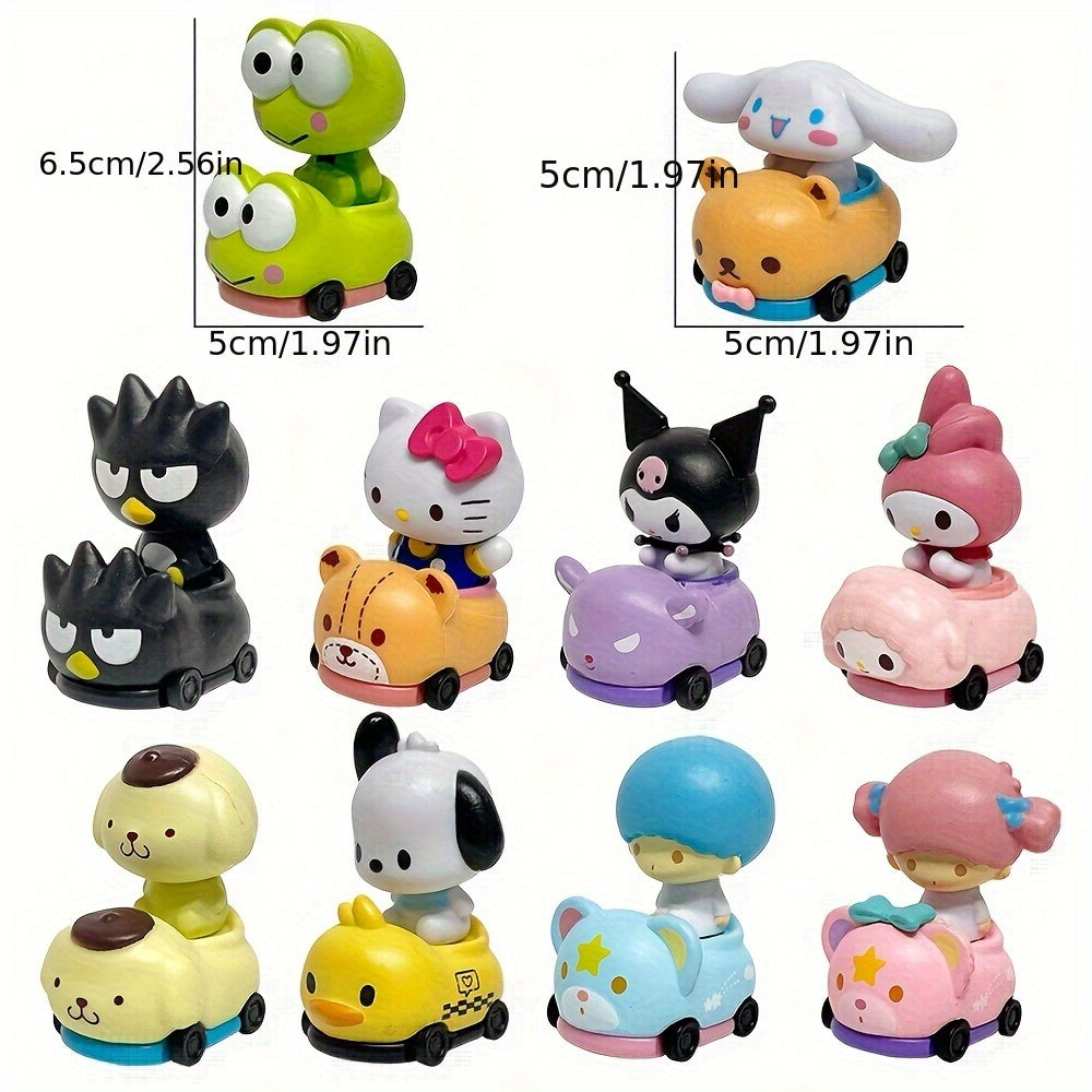 10pcs Sanrio Figure Set for hello kitty And Friends Anime Themed Figures Toy Set Decorative Room Ideal for Birthday Holiday Gifts