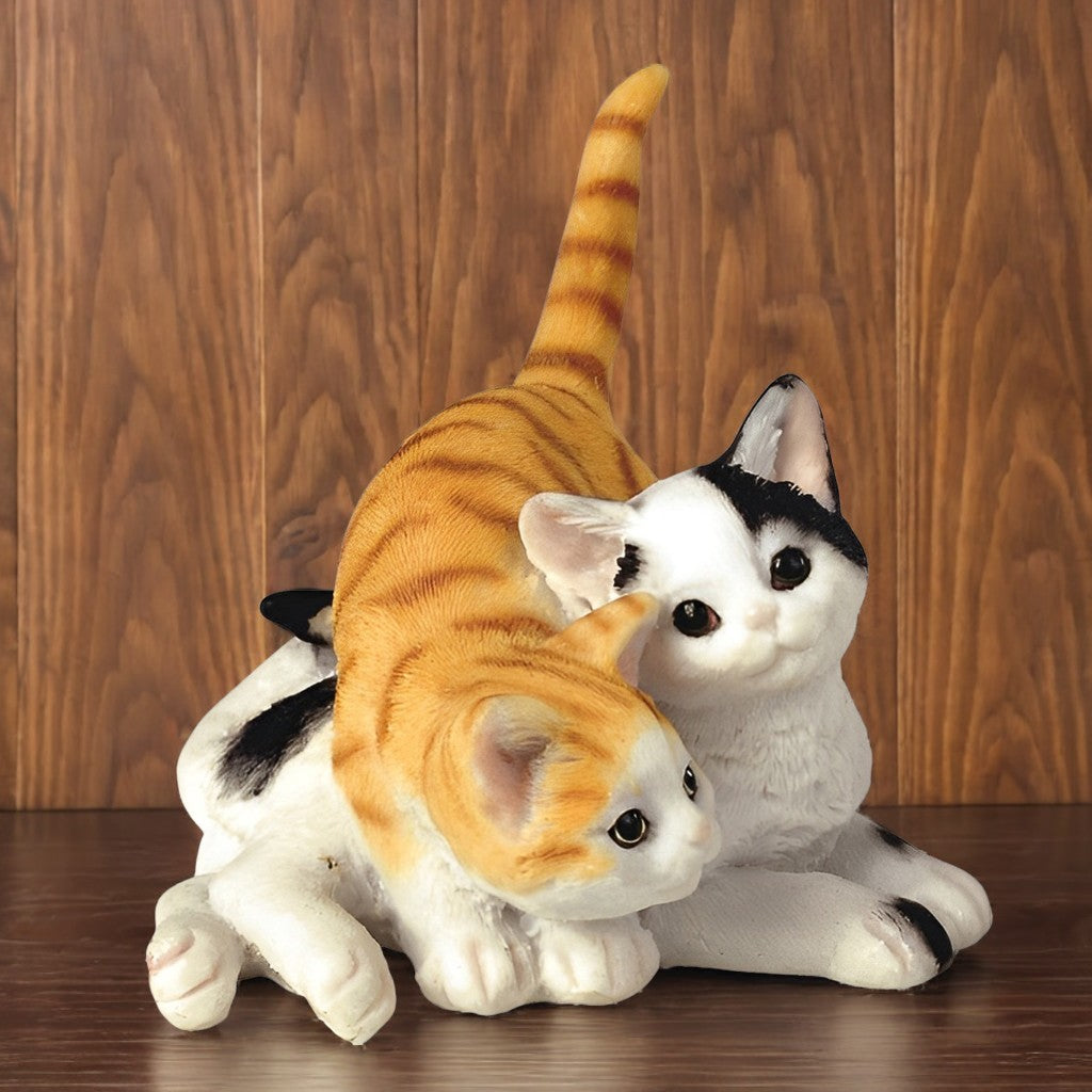 3.5"H Orange Tabby superimposed on Tuxedo Figurine Decorative Resin Statue Sculpture for Home, Office, or Bookshelf – A Unique Collectible and Perfect Gift for Housewarmings, Holidays, and Birthdays