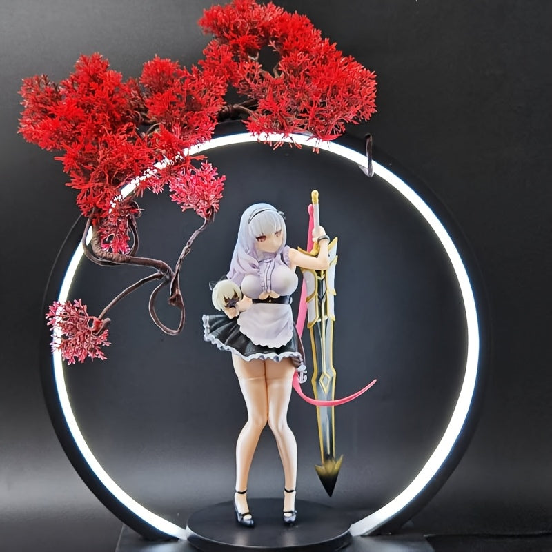 Collectible Figure Statue - 8.27inch Anime-Style Maid with Bow and Arrow, Black and White Outfit, Detailed Armor Design, High-Quality Collectible Display for Fans, Anime Figurine, Dynamic Pose, Intricate Detailing