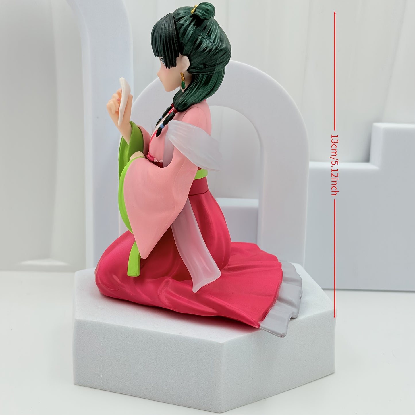 Kneeling Chinese Style Anime Girl Figure - Manga Character Collectible with Traditional Attire & Pink Hair, Detailed Sculpture for Desktop/Car Decor, High-Quality Collectible Gift for Anime Fans, Anime Figurine, Desktop Ornament, Traditional Attire Depic
