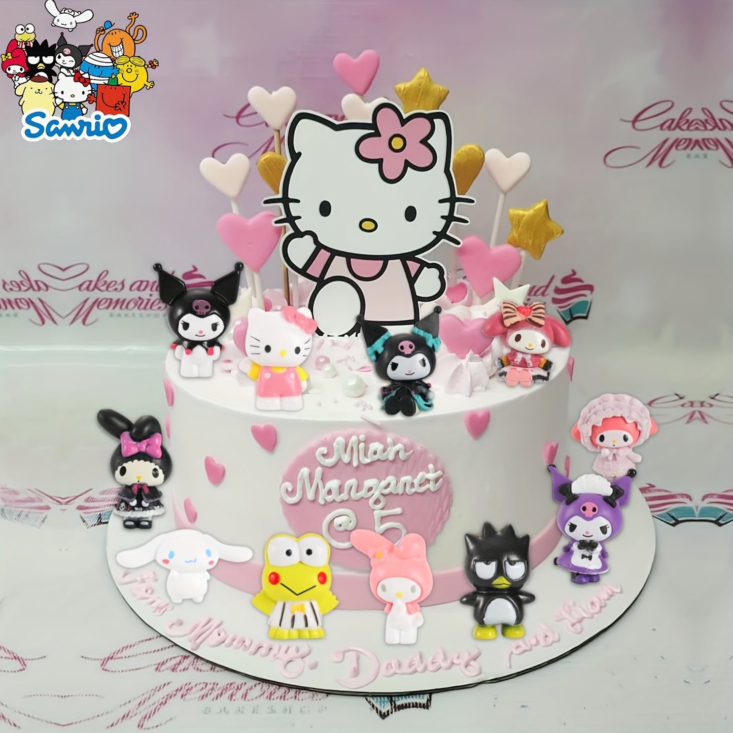 11pcs Sanrio Figure Set Happy Birthday Cake Toppers Mini Cinnamoroll Hello Kitty Figures Toy Set Decorative Room & Cake Toppers Birthday Gift For Boys&Girls
