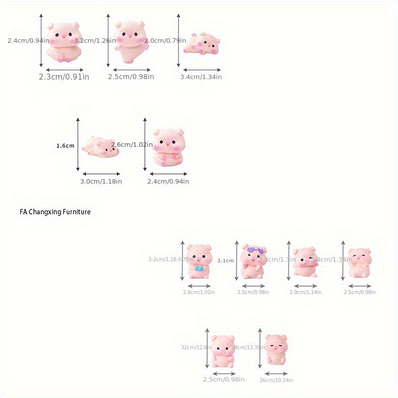 17pcs Pig Figurine Set, Mini Resin Pigs, Bringing Good Luck for Christmas, Valentine's Day, Easter, and Thanksgiving Tabletop Decorations & Gifts, Desktop Car Home Décor Ornaments
