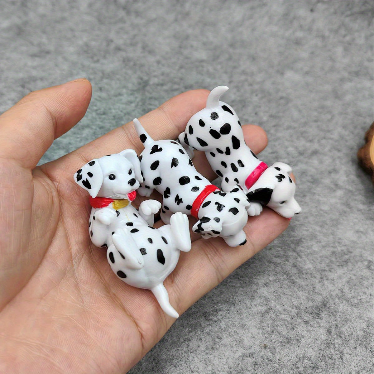 6pcs Cute Dalmatian Puppy Figurines - Playing Poses (Sitting, Lying Down) with Black Spots - Resin Mini Dogs for Dollhouse, Fairy Gardens, Birthday Party Decorations, Cupcake Toppers - No Electricity Needed - Perfect Gift for Dog Lovers, Fairy Garden Dec