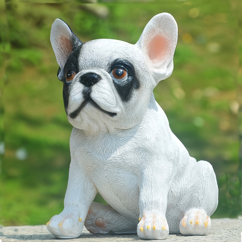 1pc French Bulldog Sculptures, Resin Garden Statues, Dog Figurines, Animal Ornaments, Outdoor Lawn Yard Home Decor