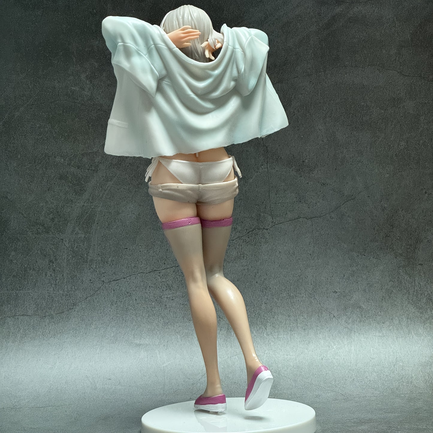 Anime Standing Figure with Dynamic Pose - Sexy White Hoodie, Thigh-High Socks Collectible Statue, for Home Decor, Anime Display, Gift for Fans - Compatible with Anime Photography Backdrops, Fan Merchandise, Stylish Character Statue, Premium Collectible,