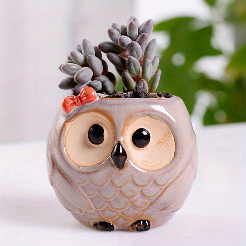 6pcs Home Garden Supplies Decoration Ceramic Flowerpots Miniature Model Cute Owl Succulent Flower Pot Planter Desktop Decorations
