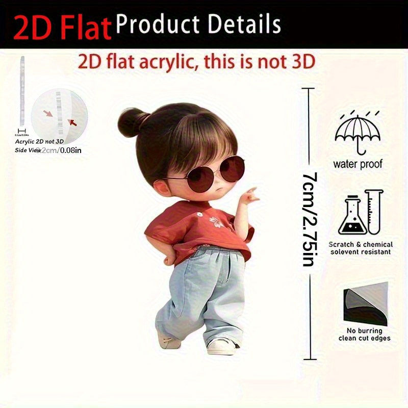 2D Flat, Charming Cartoon Character Pendant - Acrylic 2D Flat Keychain, Backpack Charm & Home Decor with Stylish Fashion Glasses Design, Lightweight Gift for New Year, Valentine’s Day, Cartoon Jewelry, Decorative Keychain, Trendy Accessory, Durable Keych