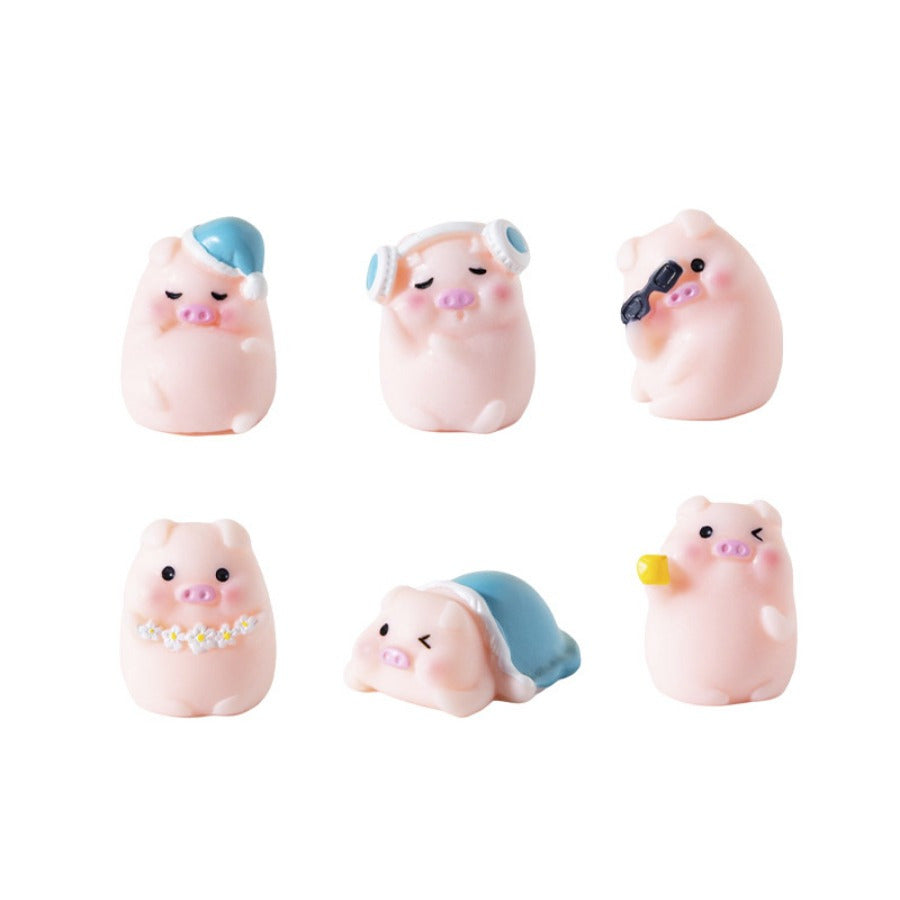 12pcs Micro landscape widget Cute pig resin crafts Car interior decoration Home accessories Desktop widget