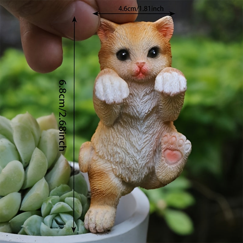 Adorable Realistic Small Cat Statue Hanging Flower Pot Set of 3 - Resin Cat Flower Pot Ornaments, Suitable for Home And Garden Decoration, Christmas, Easter, Thanksgiving.