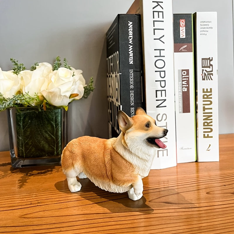 1pc Classic Resin Corgi Dog Statue, Versatile Indoor & Outdoor Decor, Alphabet Animal Theme, Ideal for Christmas, Halloween, Easter, Thanksgiving - No Electricity Needed