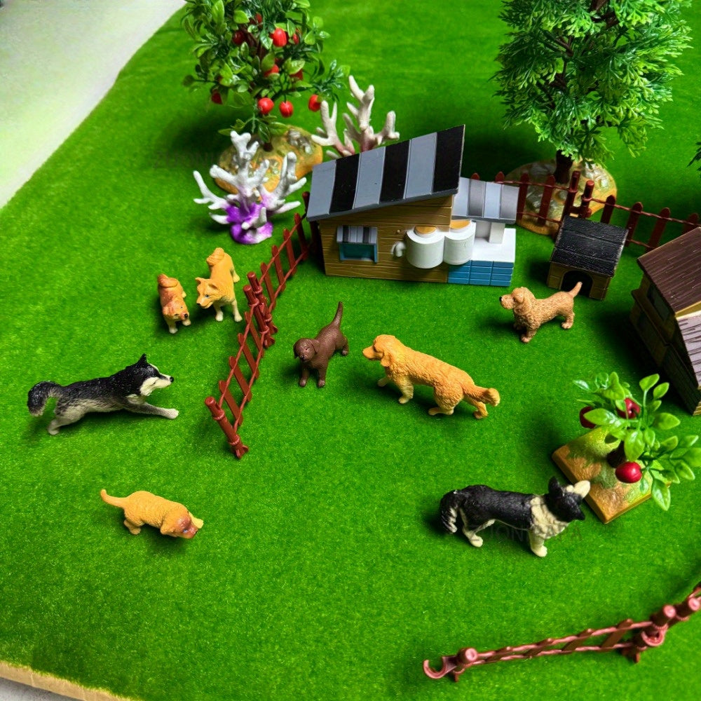 8pcs Miniature Dog Collection: Handcrafted Plastic Canine Figures with Lifelike Detailing - Realistic Animal Models for Display and Collecting