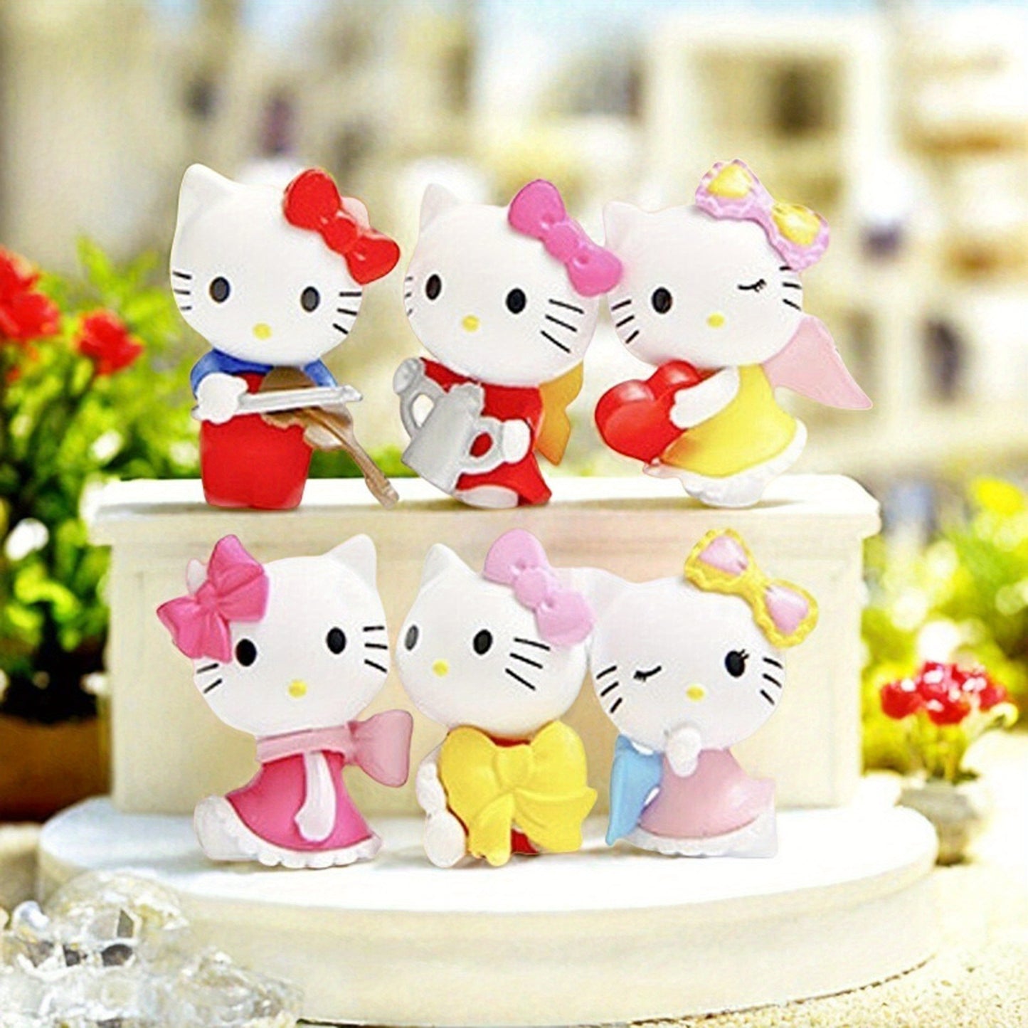 Sanrio for hello kitty & Friends Cake Topper - Cute Cartoon Figurines with Hearts, Flowers & Gifts, Durable PVC Collectible Desk Ornament for Bedroom Decor, No Power Needed, Indoor Use, Decorative Gift Set, Playful Design, Quality Craftsmanship