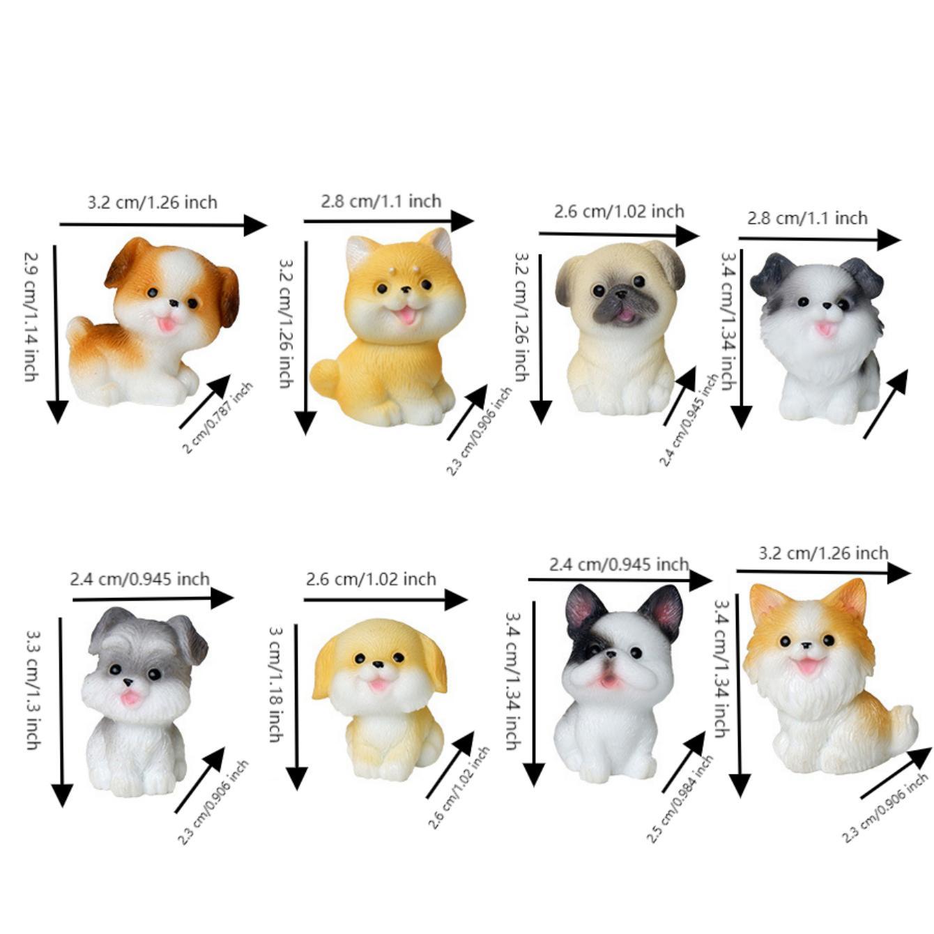 8 Pieces Of Lifelike Resin Ornaments Mini Dog Statues Puppy Statues Micro Dog Statues