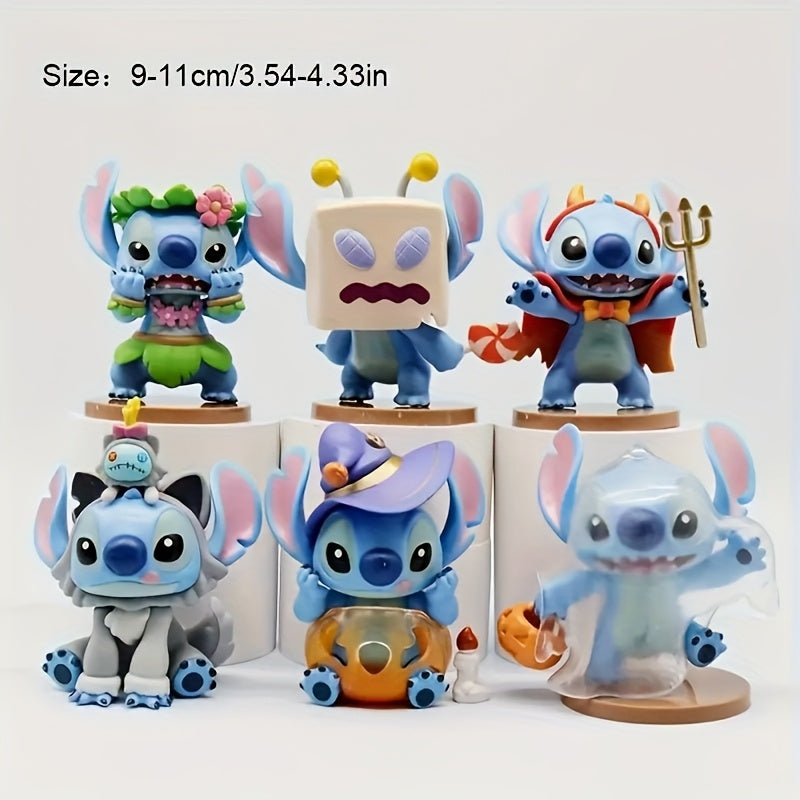 6pcs Disney Stitch Character Figurines Set, Multi-Design PVC Dolls Models Ideal for Desktop Decoration, Birthday Christmas Gifts