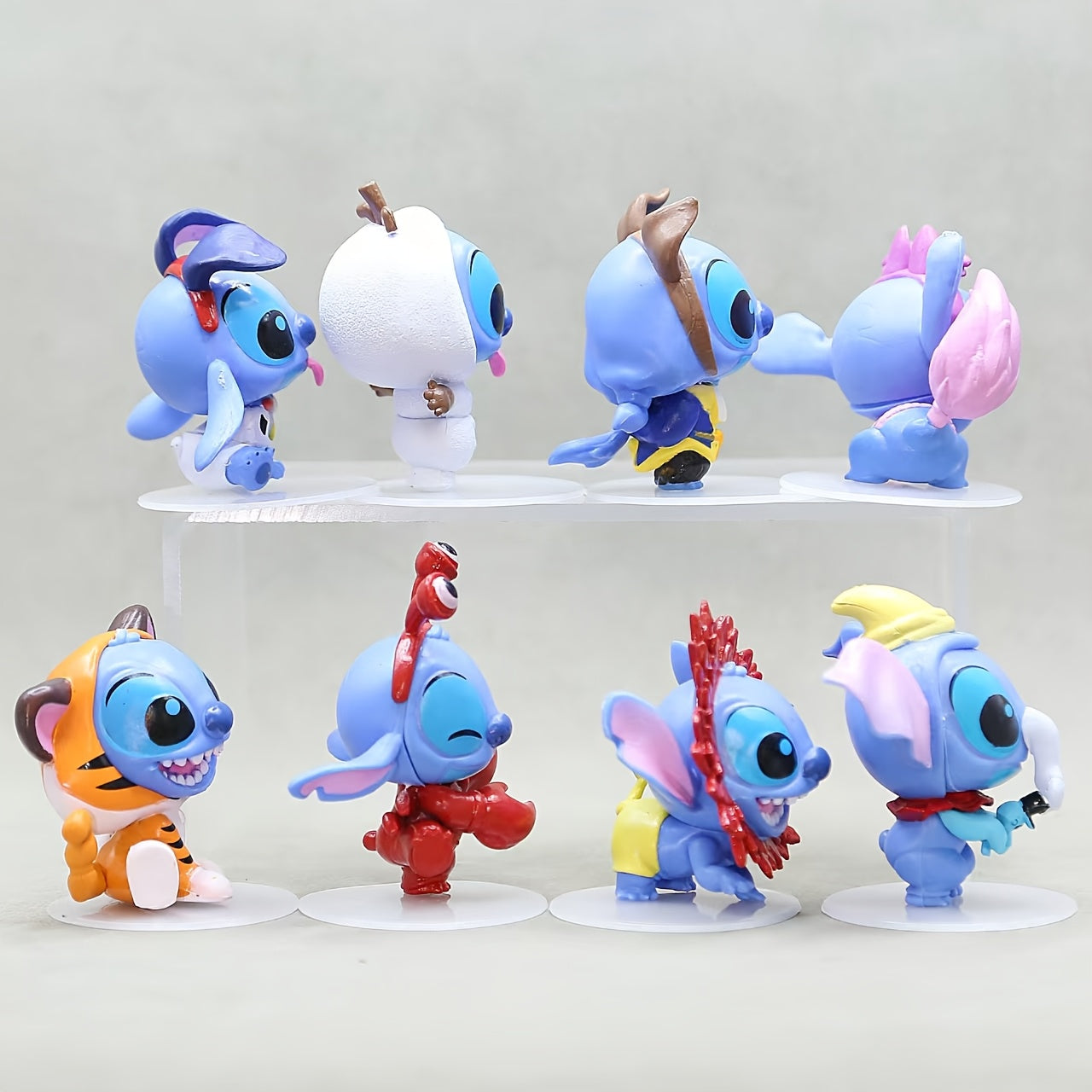 Disney Best-Selling Animal Costume Star Stitch Set of 8, made from PVC material, perfect for decorating bedrooms, car dashboards, dorm rooms, and more! A romantic Valentine's Day gift birthday keepsake, ideal for gifting to friends. Adorable healing deco
