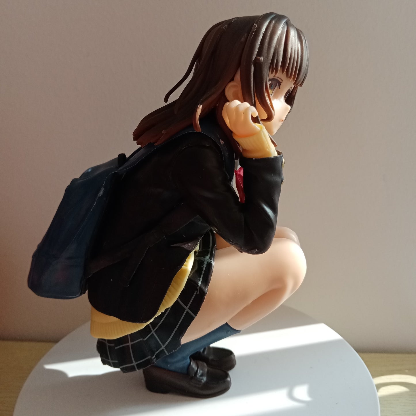 Charming Anime Schoolgirl Figurine in Uniform, 6.29" Resin Model with Blue Backpack - Perfect for Collecting & Gifting, Ideal Home Decor & Car Ornament for Anime Enthusiasts, Great Christmas & Halloween Present