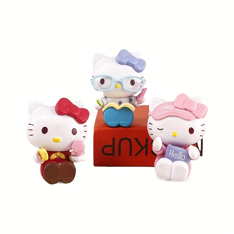 6-Pack Licensed Sanrio Hello Kitty Collectible Figurines - PVC Cartoon Home Decor with Assorted Outfits & Accessories, Exquisite Craftsmanship, Bright Design for Bedroom, Living Room, Kitchen, Birthday & Holiday Gift (Halloween, Christmas, Valentine’s Da