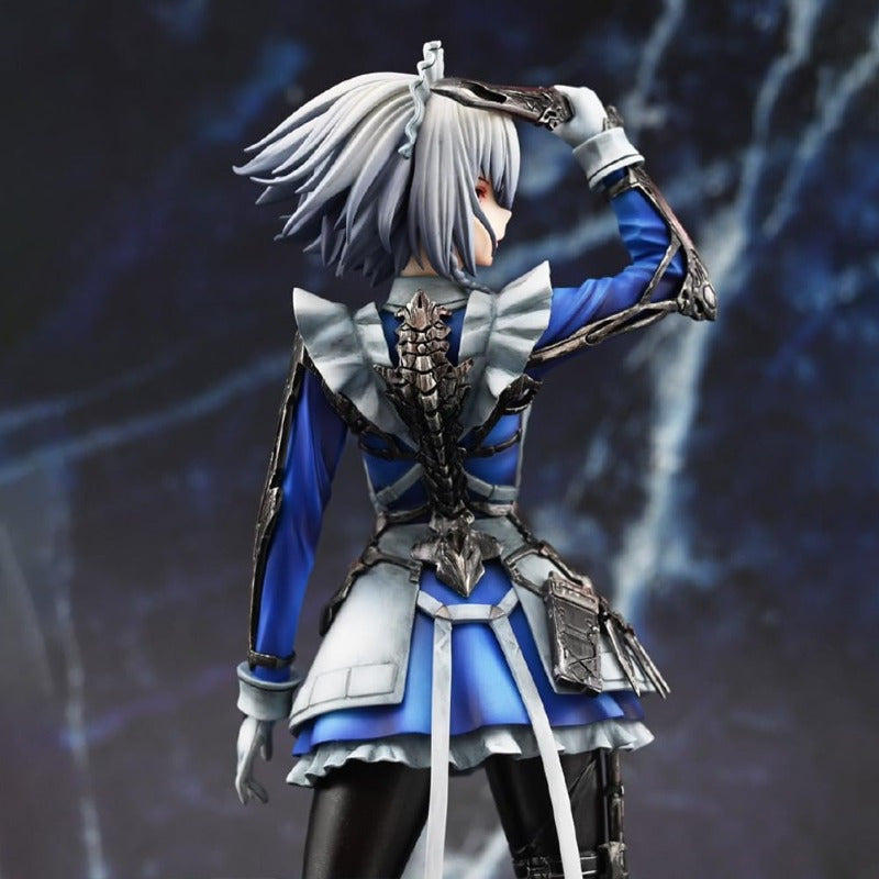 Anime-Original Dynamic Pose PVC Figure - Stylish Blue & White Collectible with Intricate Weapon & Outfit Details, High-Quality Home Decor Gift for Valentine's Day, Christmas, Halloween, April Fool's Day, Anime Figurine, Themed Room Accent, Detailed Craft