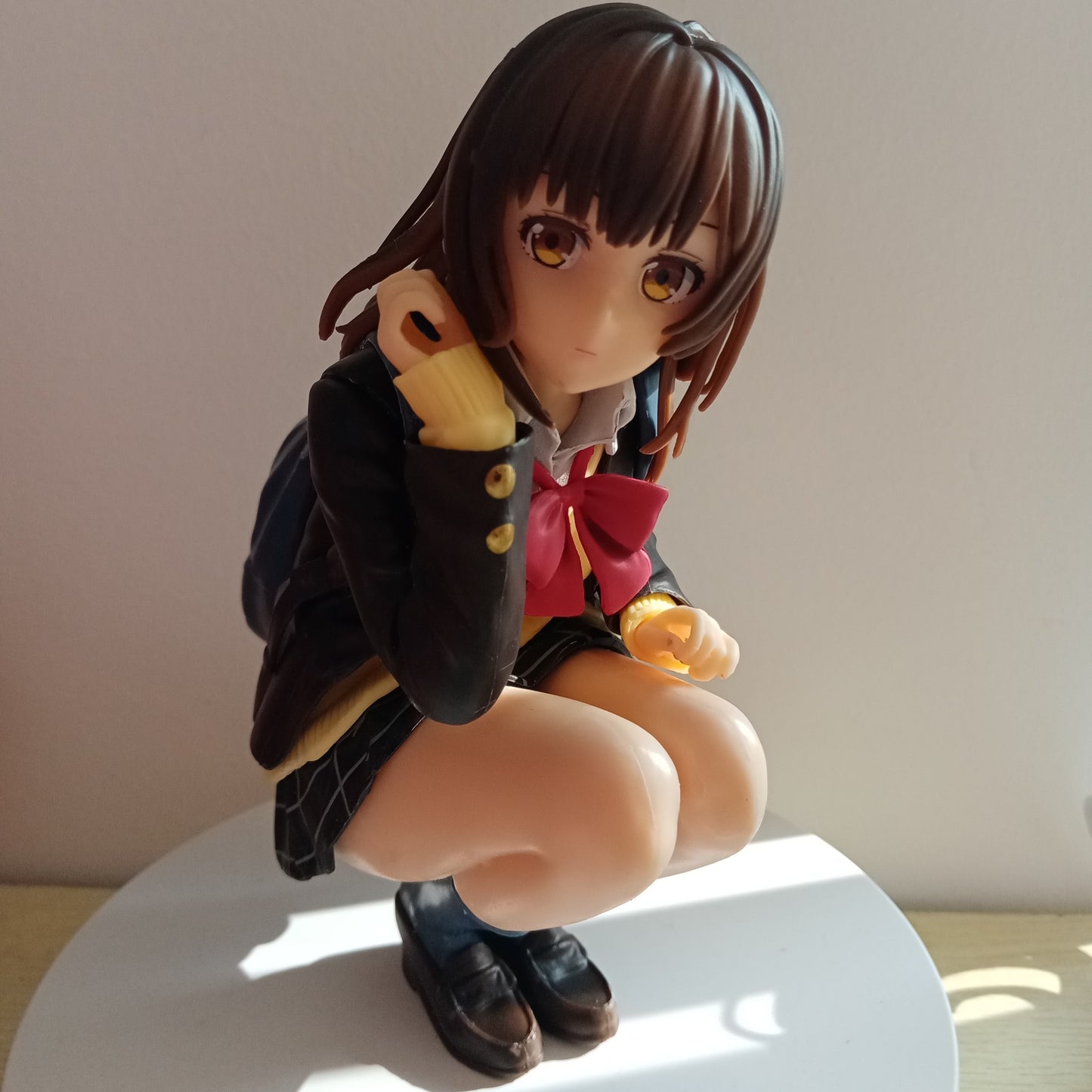 Charming Anime Schoolgirl Figurine in Uniform, 6.29" Resin Model with Blue Backpack - Perfect for Collecting & Gifting, Ideal Home Decor & Car Ornament for Anime Enthusiasts, Great Christmas & Halloween Present