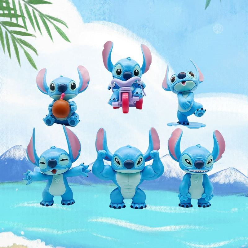 Disney Official 6pcs Stitch Figure Star Baby Cartoon Ornament Set