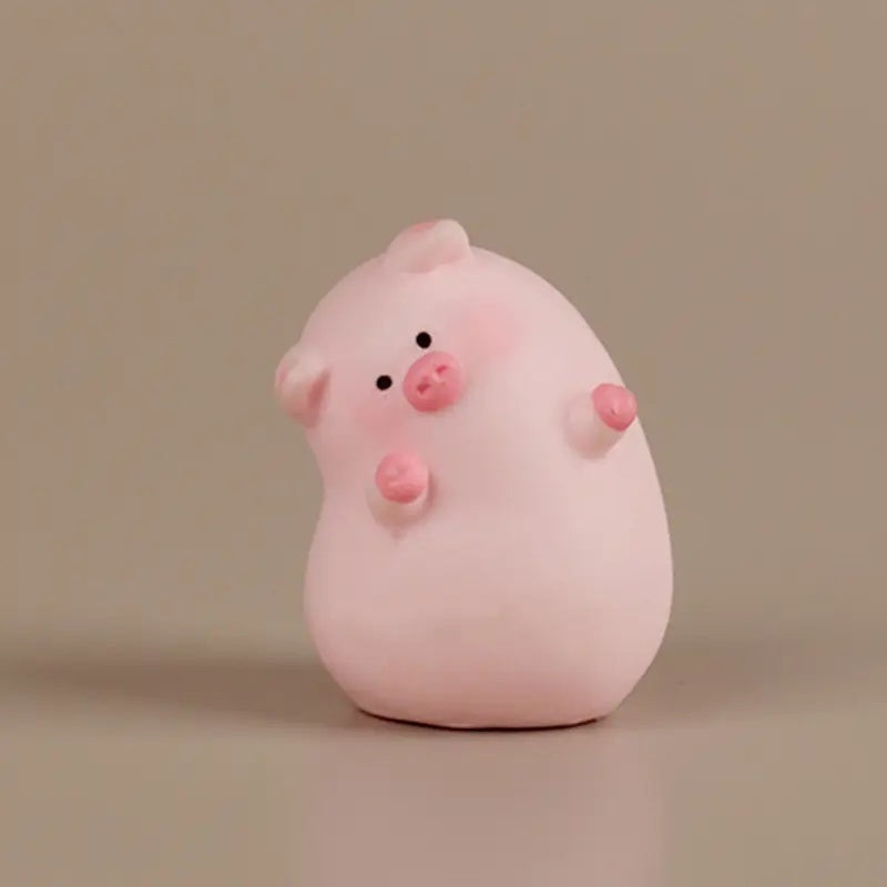 Pack of 5 Whimsical Resin Pig Figurines
