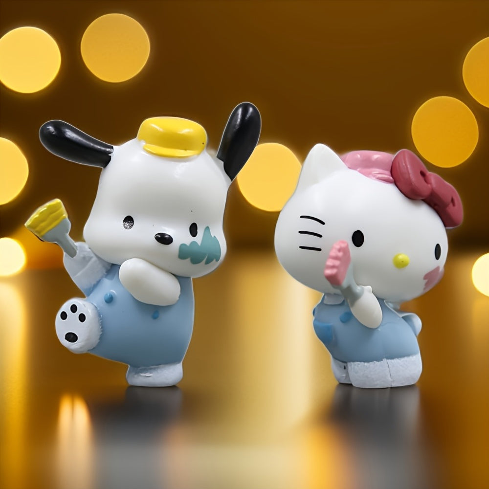 5pcs Sanrio Painter Figurines, KT Cat and for hello kitty Desktop Decorations - Cute Office or Home Collection Decor