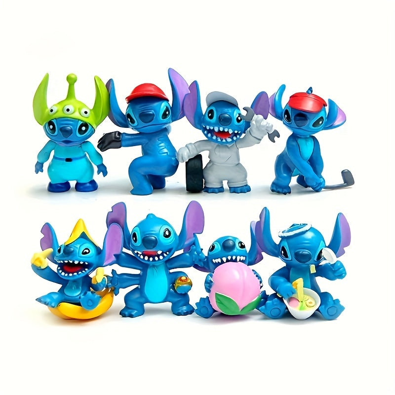 8pcs/Lot Stitch Figure Toy Set Anime Mini Stitch Action Figurines Dolls Home Party Supply Decoration Toys Christmas Gift