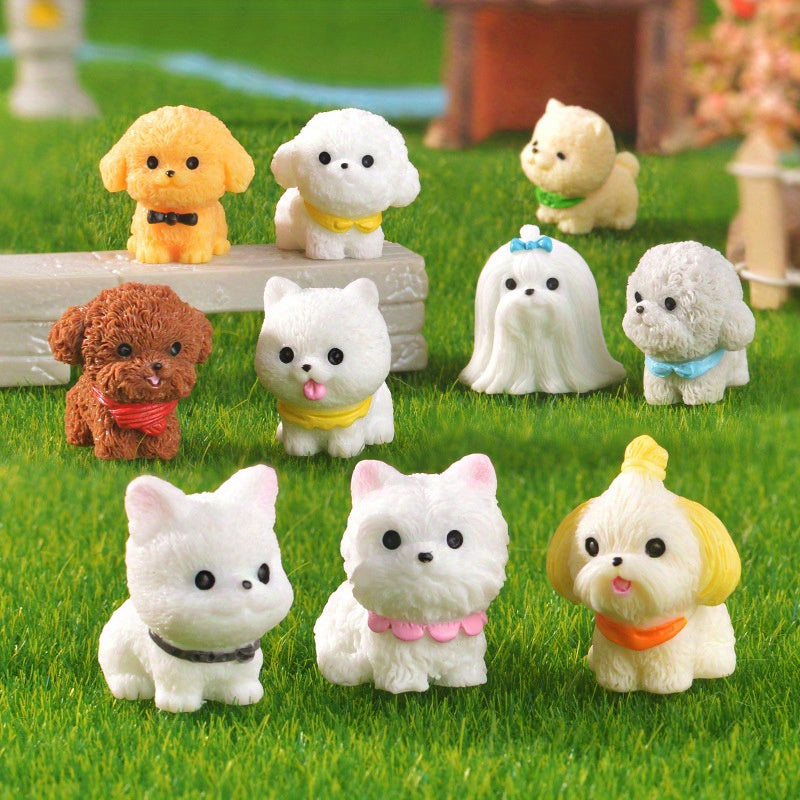 14pcs Cute Puppy Doll Ornament, Collectible Dolls, Mini Puppy Ornament, Durable Resin Material, Microscopic Small World Animals, Room Decoration, Desktop Ornament