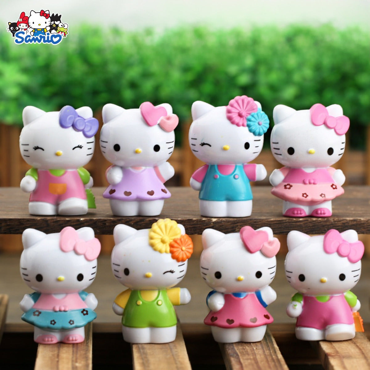 8pcs Sanrio Hello Kitty Desktop Decorations, Plastic Scene Ornaments, Suitable for Birthday Gifts, Party Presents, Office and Home Decorations