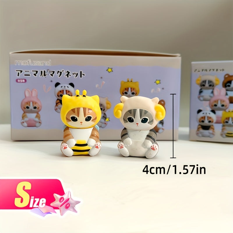 A set of (5pcs) of disguised cat decorations, dolls decorations packed separately, suitable for home decoration/ desktop ornaments/ car interior/ birthday gifts