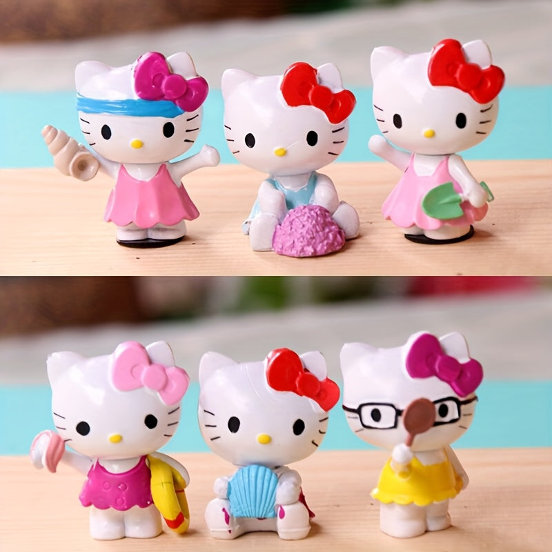 12pcs Sanrio for hello kitty cute girl heart cat hand doll set, for hello kitty model Kt series girl small gift Mystery Box accessories