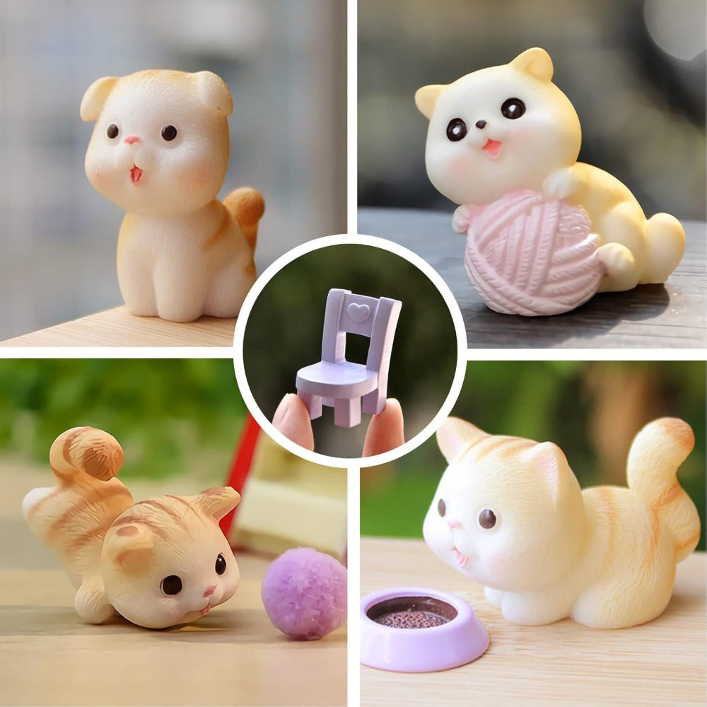 13pcs Miniature Cat Figurines Set - Charming PVC Kittens for Car Dashboards, Cake Toppers, Desk Displays & DIY Crafts - Durable, Waterproof & Rust-Proof Small Animal Statues for Home & Office Decor, Cat Accessories