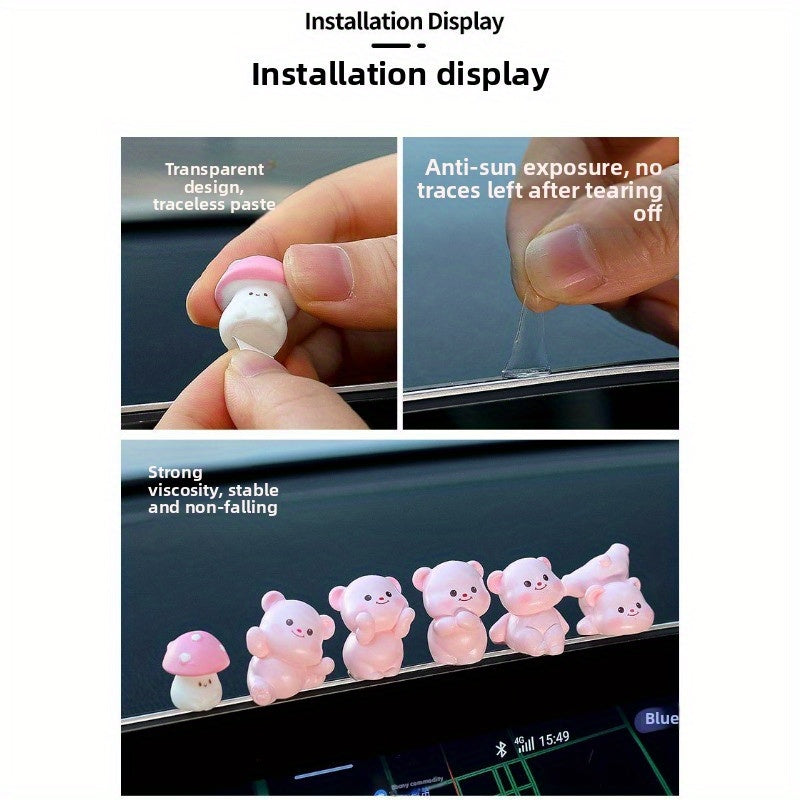 Set of 6 Mini Pig Resin Cartoon Cars, Stylish And Adorable, Perfect for Enhancing The Display on Your Car'S Center Console.