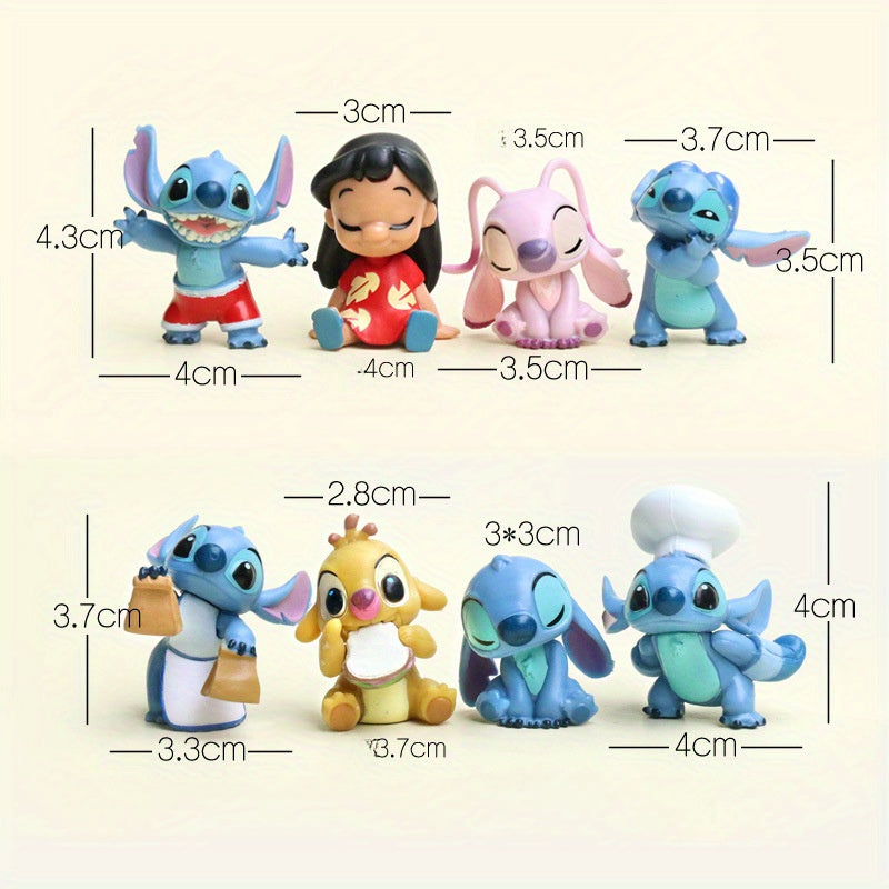 Collectible Stitch Action Figure - Vibrant Blue Cartoon Anime Doll with 6 Unique Poses, Detailed Sculpture for Desktop Decor, Living Room & Party Display, Collectible Doll, Playful Design, Highquality Sculpture, Playful Collectible, Cartoon Collectible