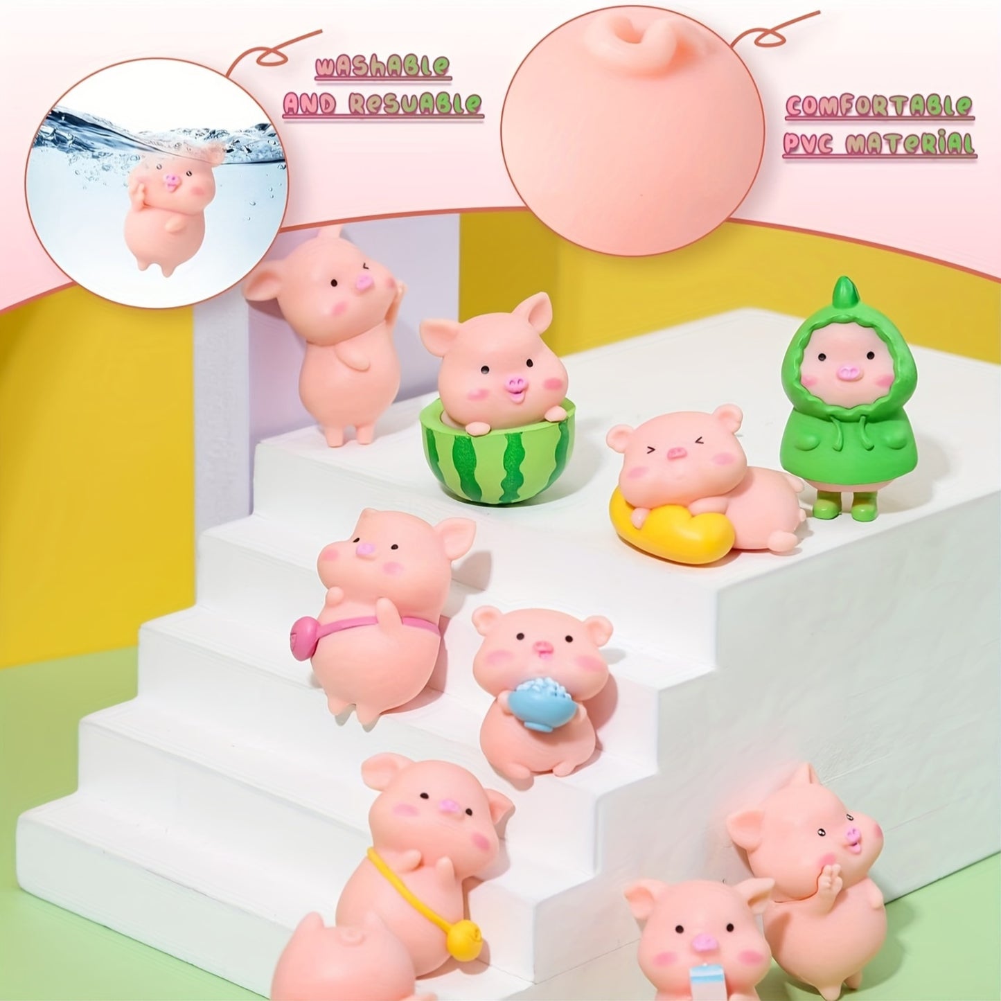 Room Decoration 19pcs Mini Pig Statue Set, Resin Pig Figurines Suitable for Miniature Gardens, Home and Office Desk Party Decorations, Ideal as New Year Gifts, Bringing Good Luck Amulets
