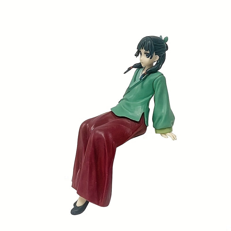 Anime Yutsuki Collectible Statue - PVC Desk & Car Decor, Traditional East Asian Style with Green Robes & Braided Hair, Perfect for Anime Fans & Gift-Giving, Cultural Home or Office Decoration, Anime Accessories