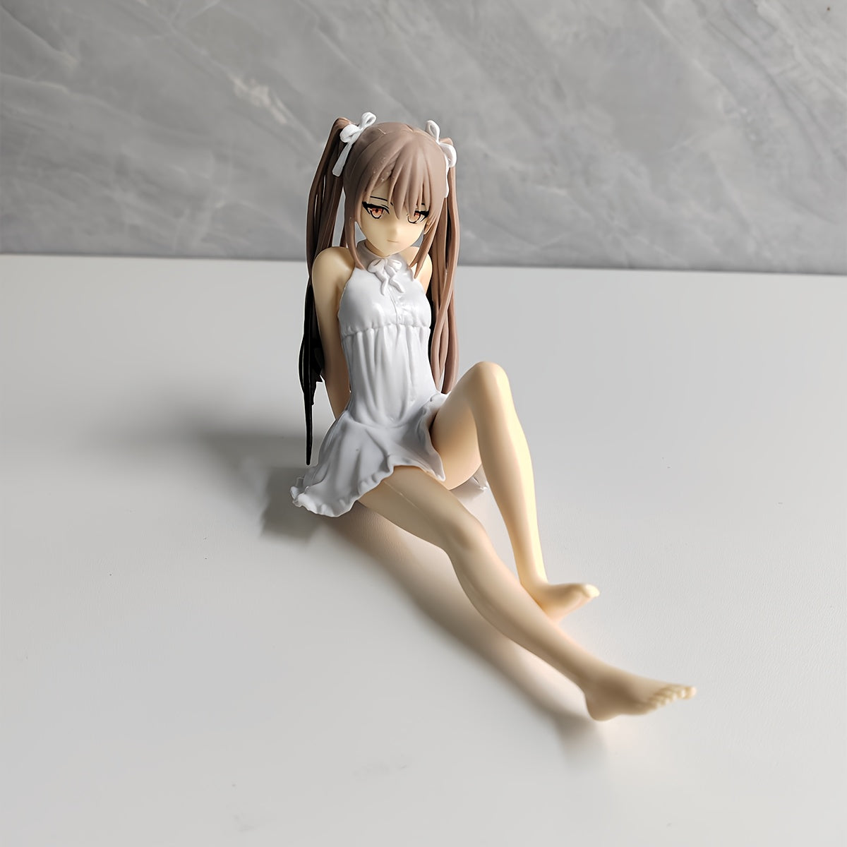 Anime Girl Figurine with Long Pink Hair & White Dress - Collectible ABS Resin Model for Car, Desk, and Office Decor, Car Decoration | Cute Anime Figure | Highquality Figurine