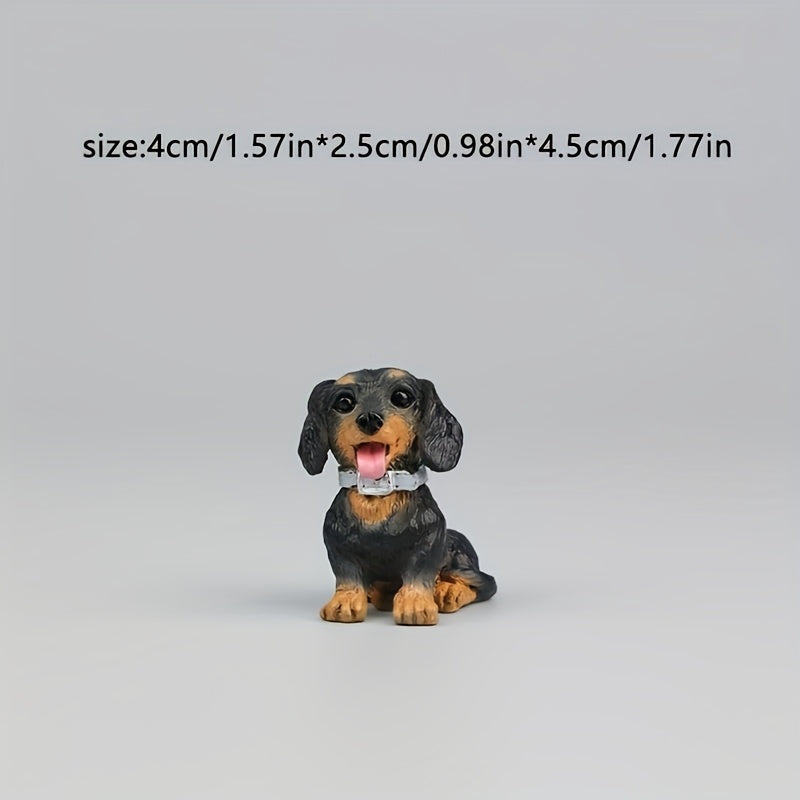 Mini Dachshund Dog Figurine, Resin Car Decor, Versatile Indoor & Outdoor Decorative Accessory, No Electricity Needed, Home & Office Ornament