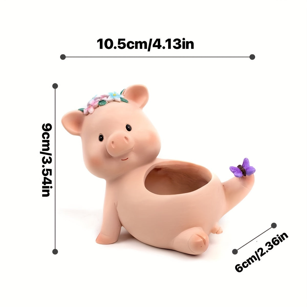 Resin Pig Planters Collectible Figurines - Decorative Handcrafted Courtyard Garden Home Decor, Indoor & Outdoor Use, No Electricity Required